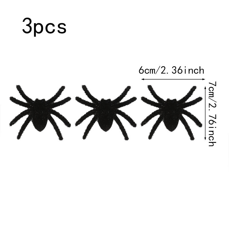 3-9pcs Flocking Black Spider Halloween Christmas Party Decoration Outdoor Home Bar Haunted House Horror Props Creepy Decoration