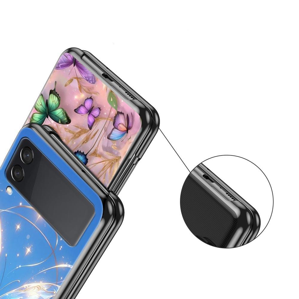 Butterfly Design Hard PC Phone Case For Samsung Galaxy Z Flip 7 6 5 4 Black Cover For Galaxy Z Flip 3 Foldable Fundas Shell Bags