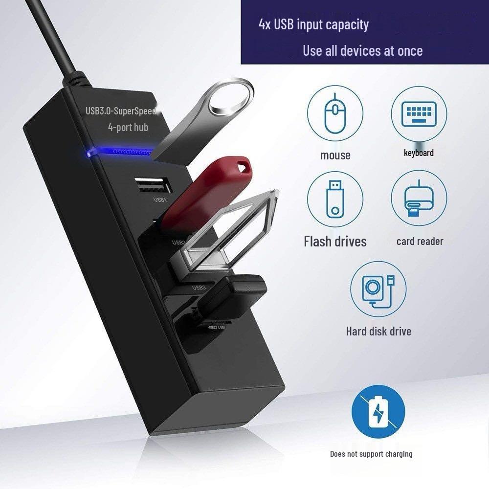 USB 3.0 High-Speed 4-Port Hub Splitter Expander