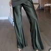 Pantalon de robe large en satin et soie tendance pour femme Taille basse Ample Y2K Fête de vacances Pantalon long fluide