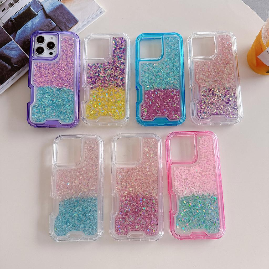 Three-proof Mobile Phone Case for IPhone16promax Colorful Three-in-one Glitter Glue Mobile Phone Case