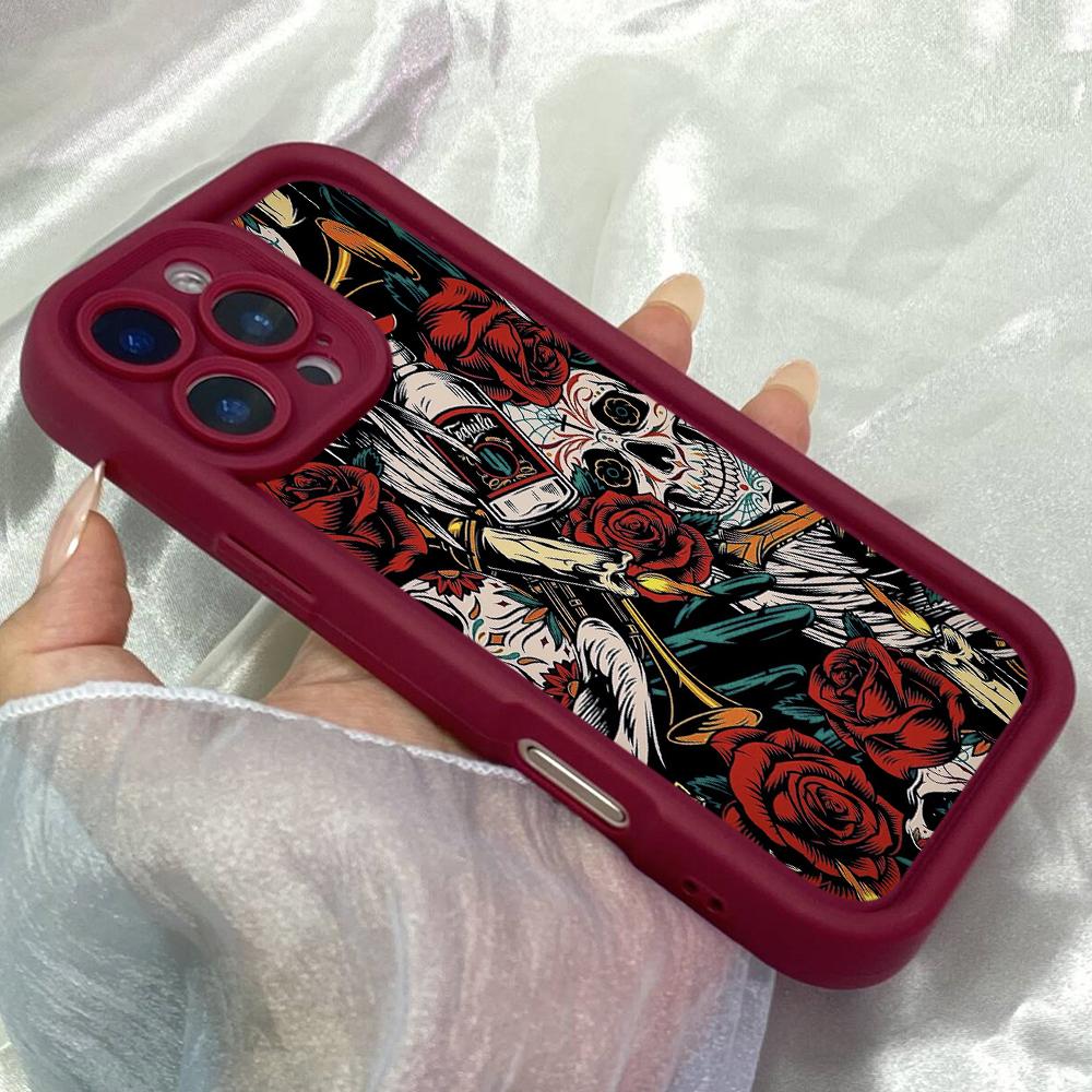 JT559 Vintage Day Of Dead With Sugar Skulls for iPhone 17 16 15 14 13 Pro Max Samsung S26 S25 Ultra A17 A07 A56 A16 Xiaomi 15T Redmi 15c 14 Soft Case