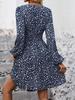 Asymmetric Neck Lantern Sleeve Ruffle Waist Dress