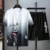 Men's Summer Shorts Set Gym Outfit Student Short Sleeve T-shirt 2 Piece Set Tracksuits Men Casual Men Clothing Joggers