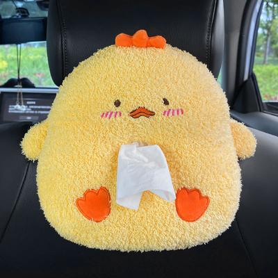 Lindo soporte para caja de pañuelos de dibujos animados, creativo soporte de caja de pañuelos de felpa, reposabrazos para coche, asiento trasero, decoración para coche, soporte para pañuelos de coche