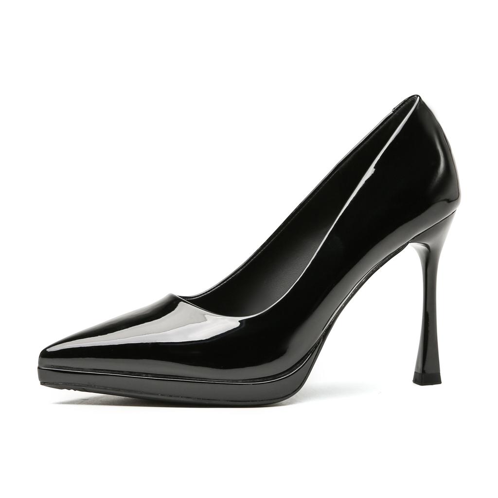 French Waterproof Table High Heels Women's Elegant Temperament Pointed Head Shallow Mouth Stiletto Single Shoes Versatile Height Increase Women's Shoe