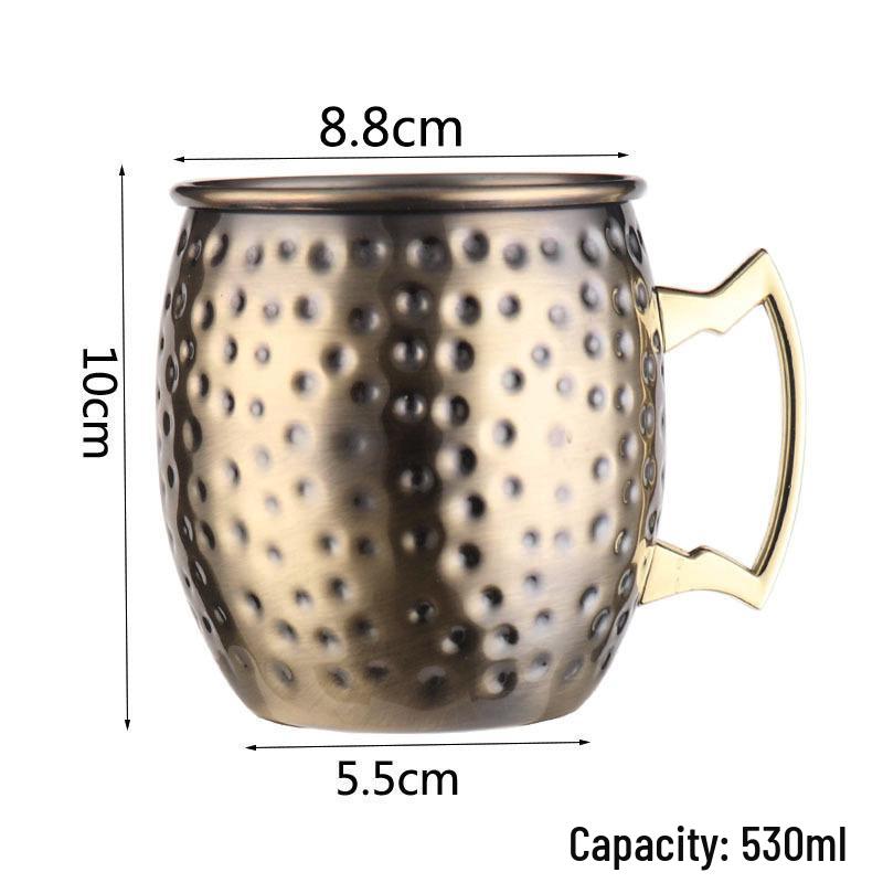 Kupferbeschichteter Moscow Mule Becher, 304 Edelstahl, Gehämmertes Design, Wein- & Cocktailglas