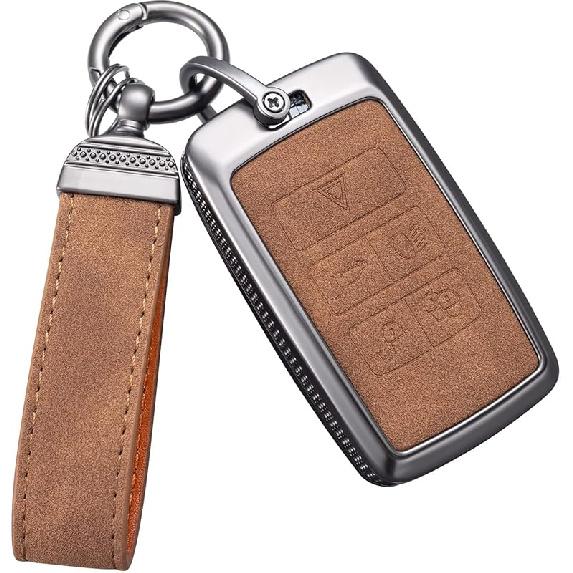 YO&YOYE For Land Rover Key Fob Cover With Keychain Leather Key Case Protector Compatible With Land Rover Vogue Range Discovery Rover Sport (Model2,