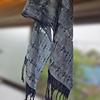 Used New, hand-woven indigo-dyed stole, silk and cotton lace weave
