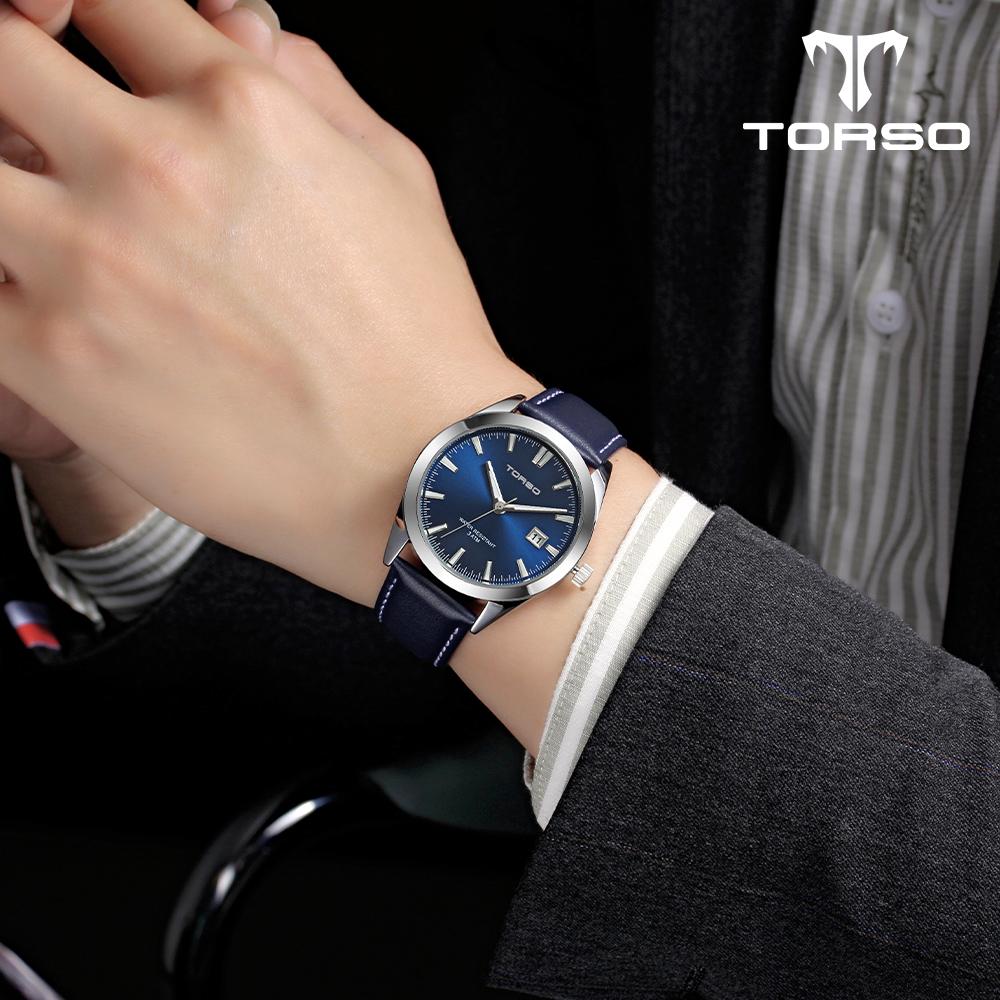 Toleuso T105L-Slbl Midas Calendar Watch Men'S Leather Band Watch
