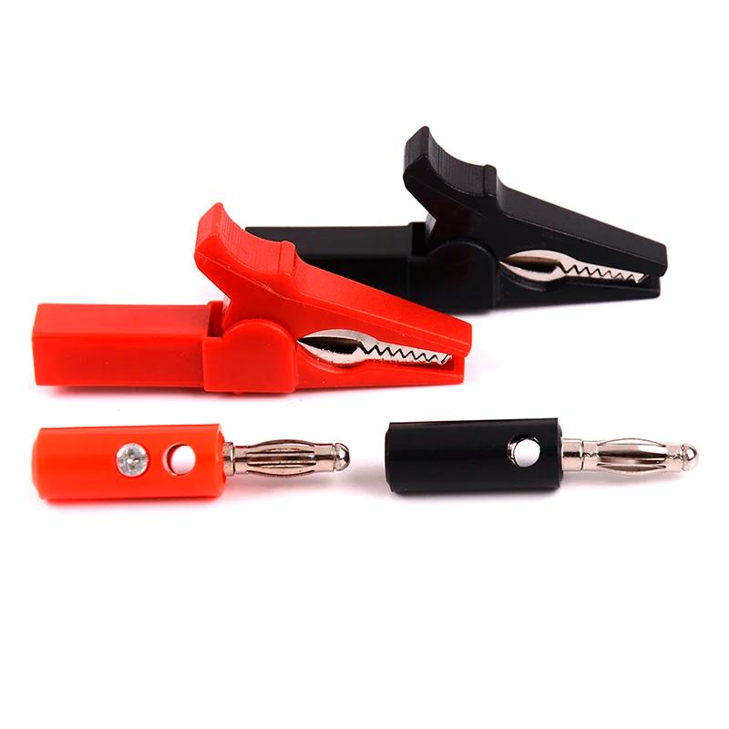 4Pcs/Set 55mm Alligator Clip + Banana Plug - 4mm Test Probe Cable Clips (Red+Black) for Stonego Test Accessories