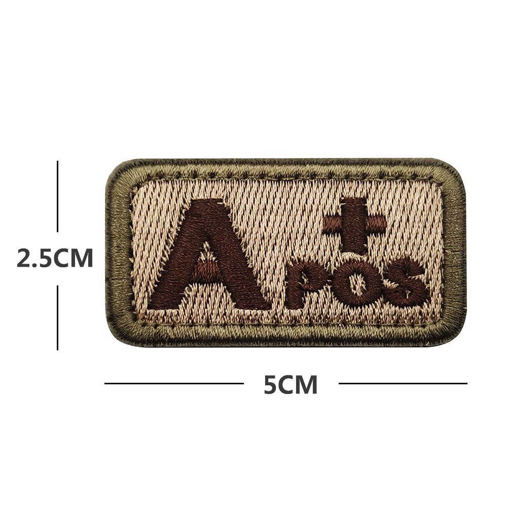 Embroidered Tactical Blood Type Velcro Patch for A, O, AB, POS, NEG Identification