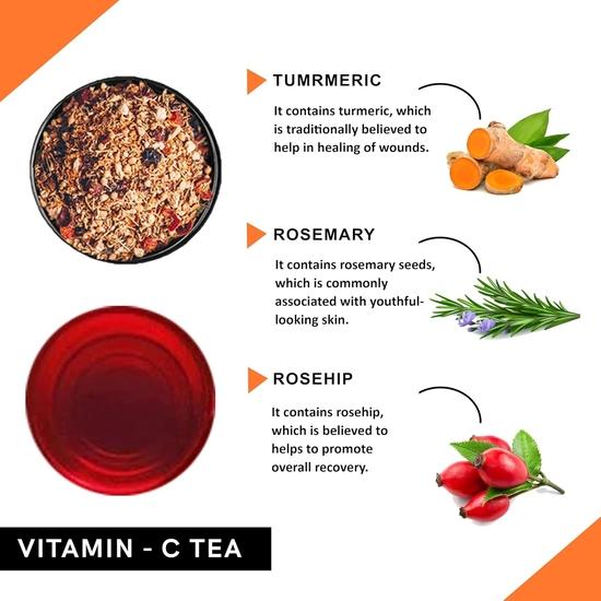 Teacurry Vitamin C Tea (1 Month Pack | 100 gram Loose) - Helps get Glowing Skin and Shilky Hair | Assists with Bones & Vessels