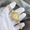 Damklockor med hjärtformat fodral Söt Armbandsur med Inlagda Strass Elegant Temperament Armbandsur Flickklocka Present