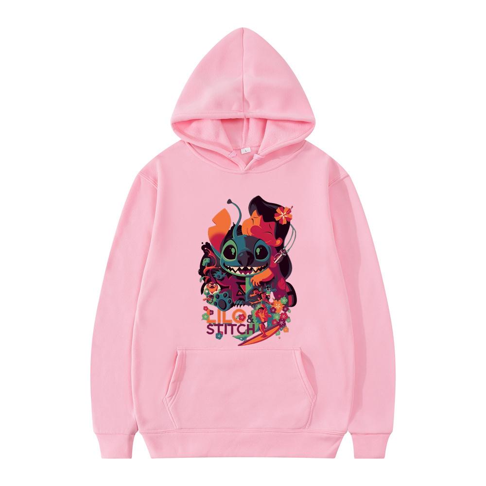 Disney Lilo Stitch Pullover Hoodies Long Sleeve Sweatshirt Boys Girls Men Women Clothes Parent Child Cartoon Tops Coat Hot Sale