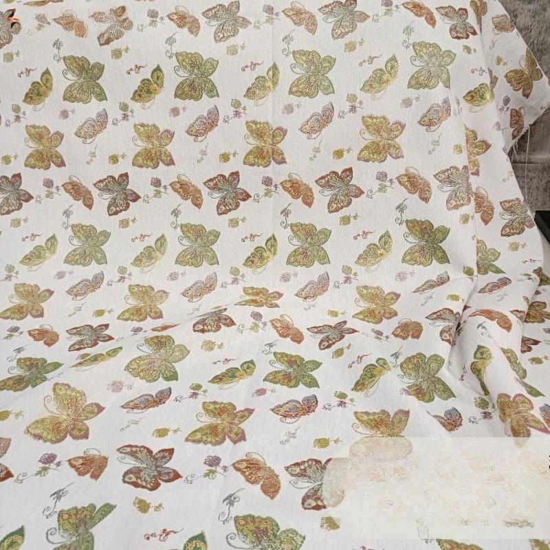Chenille Butterfly Jacquard Fabric for DIY Sewing Thick Dress Coat Curtain Decorative 100x145cm Retro Little Butterfly Fabric