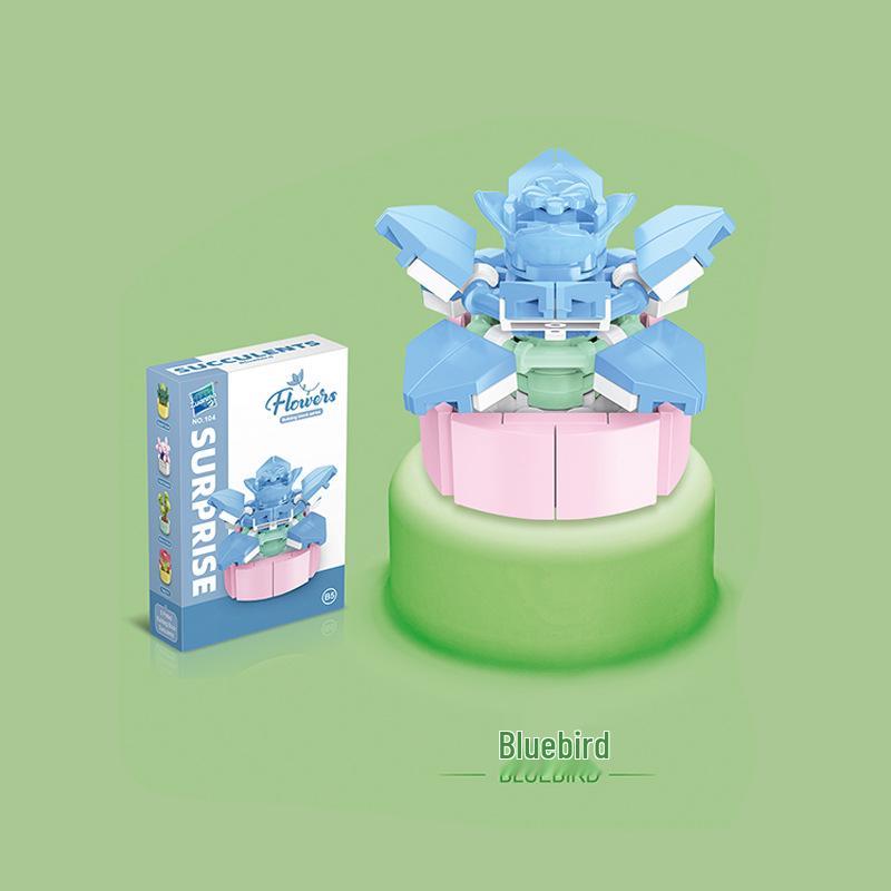 Kids' Educational Interlocking Building Blocks - Flower Potted Plant (Rose & Epiphyllum) Compatible with Top Building Block Models