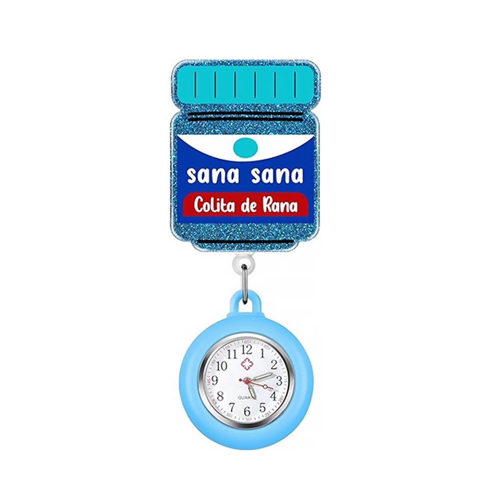 Medical Glitter Acrylic Retractable Badge Holder with Pocket Watch for Nurse Doctor Fob Pocket Watch Badge Reel Key Chain