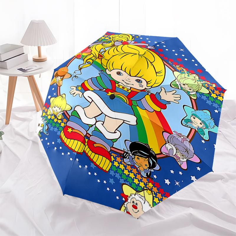 

Rainbow Brite Automatic Opening/Closing Umbrella with Foldable Design and 8-Bone Frame - Perfect for Outdoor Use, Festive Gifts, Travel, Dai