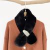 Soft waxy wind thickened solid color fluffy scarf to keep warm imitation Rex rabbit hair cross scarf plush collar women