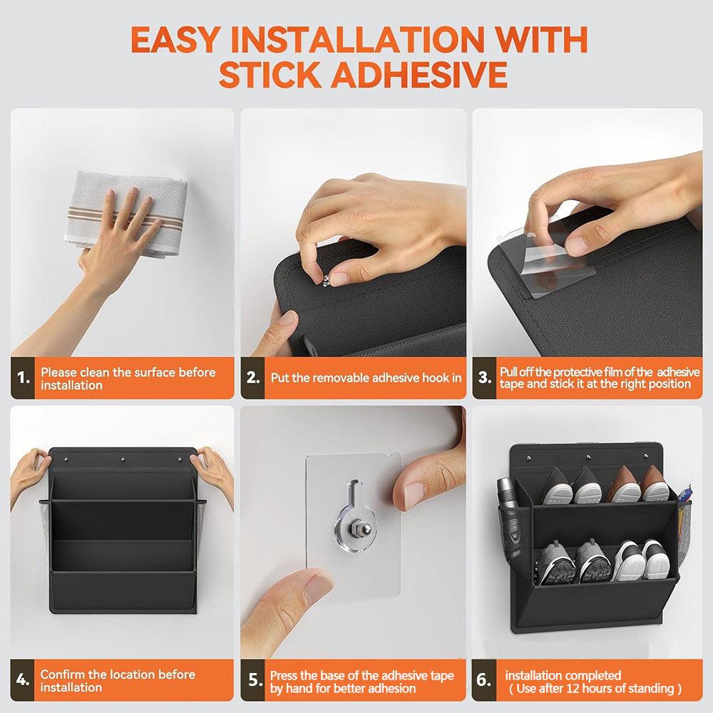 Over Door Storage Organizer Wall Mounted Shelf Multiuse Hanging Bags Shoe Rack Accessory Organizer Space Saving Sturdy Frame