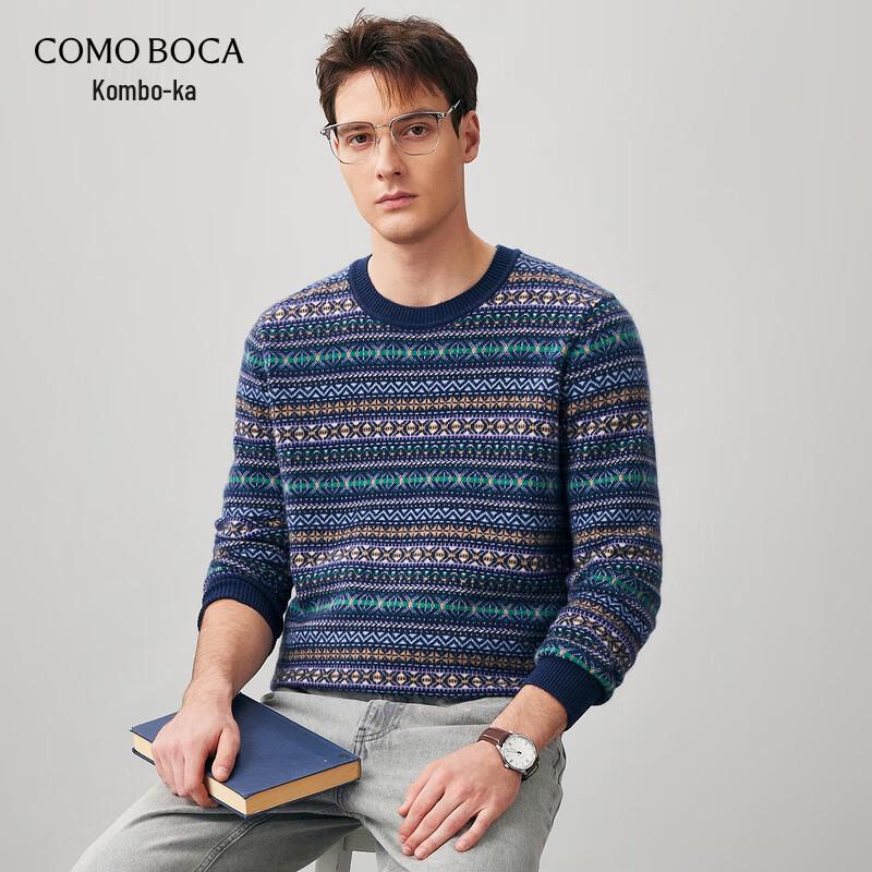 Komomoboka Men s 2025 Fair Isle Cashmere Round Neck Sweater M