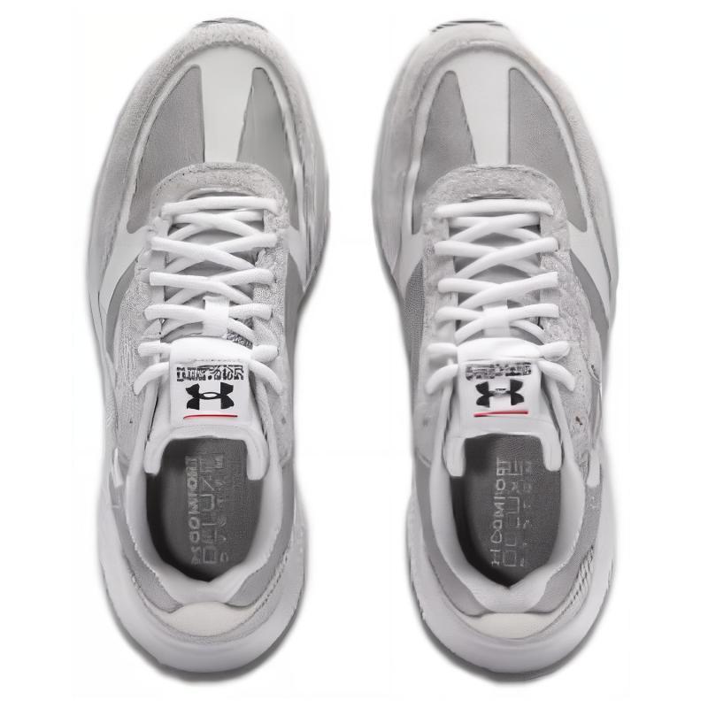 Under Armour Cushioning, Wear Resistant Low Top Running Shoes Men's Gray White Sneakers 3028612-102