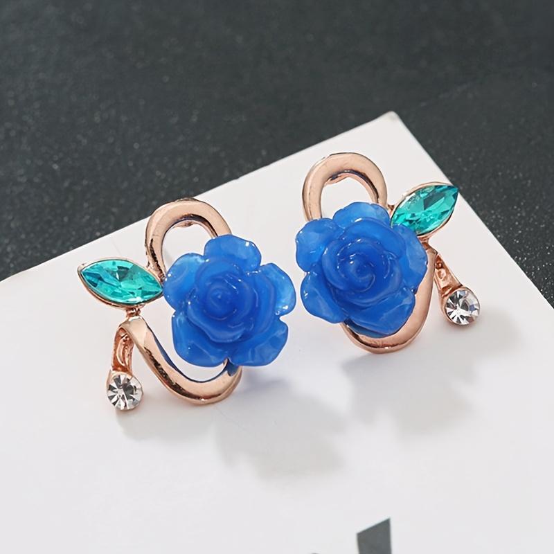 Resin Rose Stud Earrings for Women, Minimalist Elegant Flower Dangle Jewelry Daily Gift