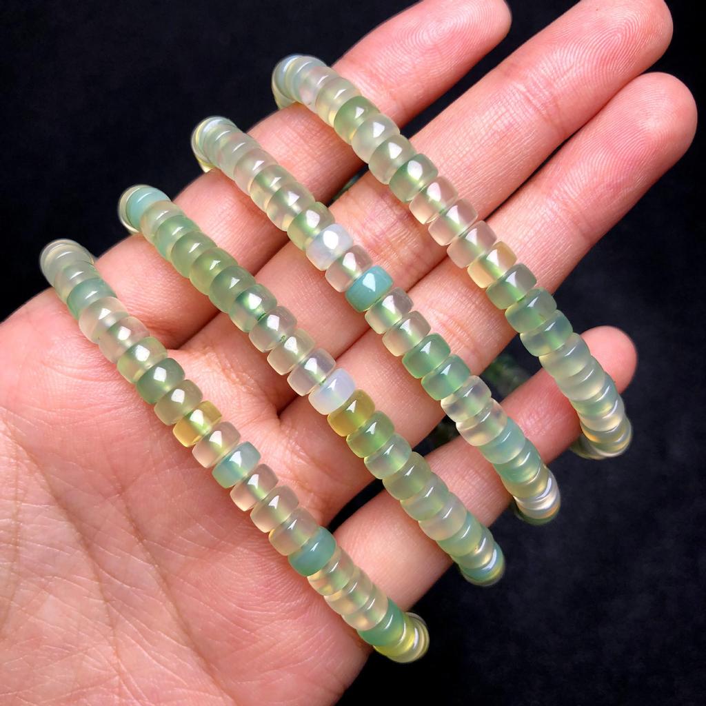 Green Agate Spacer Beads Bracelet with Flower Design - DIY Wenwan Accessories