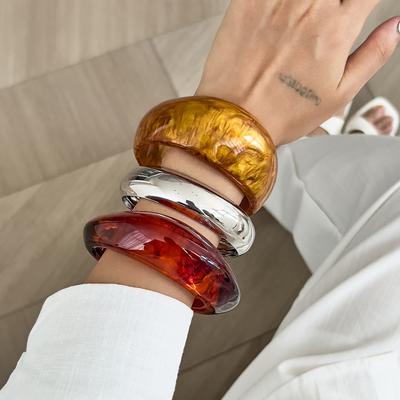 Ingemark 3 Stile Vintage Dicke Harz Armreifen für Frauen Neu Trendig Punk Unregelmäßige Stapelarmbänder Paar Schmuck Zubehör