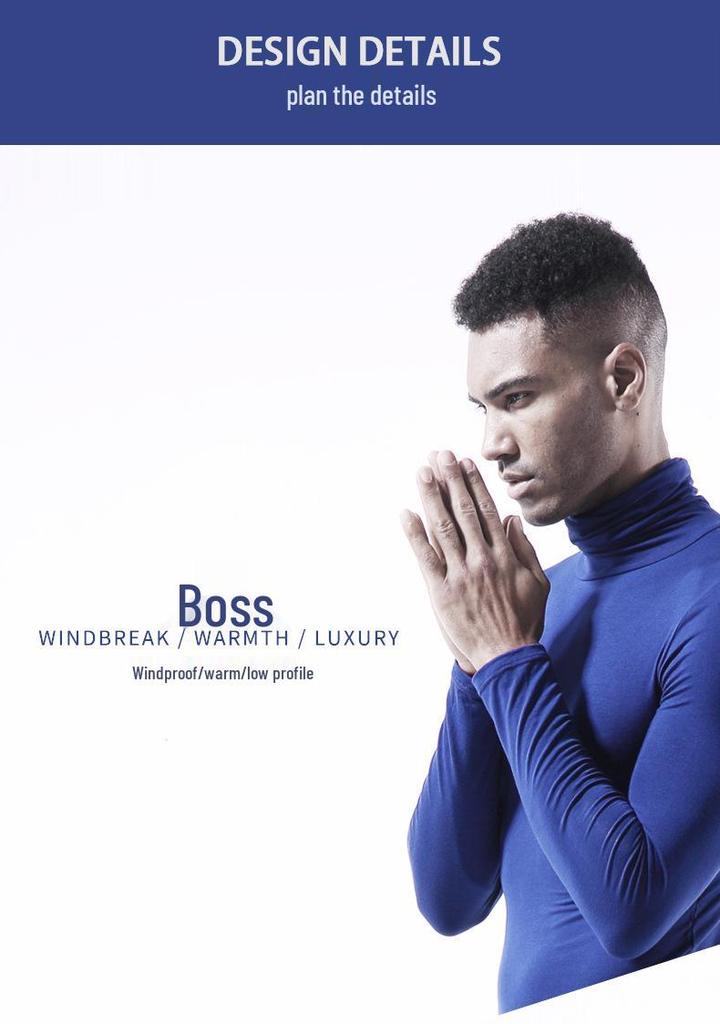 Men's High-Neck Warm Base Layer: Autumn/Winter, Long-Sleeve, Slim Fit, Solid Color