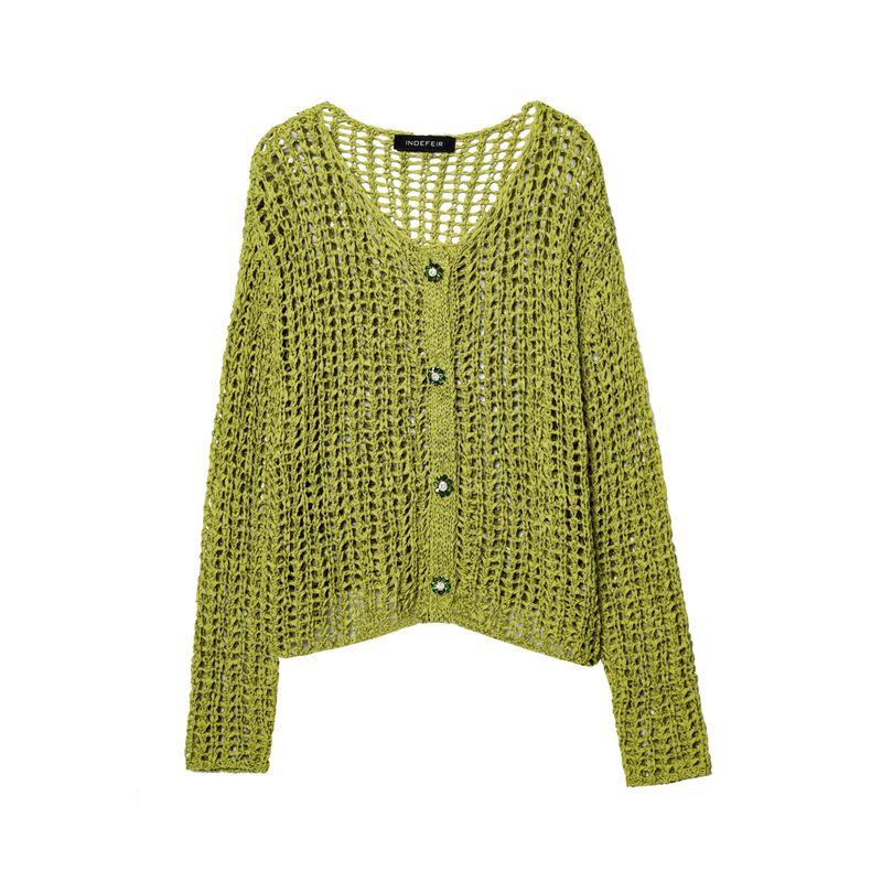 

Kaslead New Arrival Women s Clothing Fashion Style Stylish Simple and Versatile with Accessories Knitting Outwear 2142089 Green L