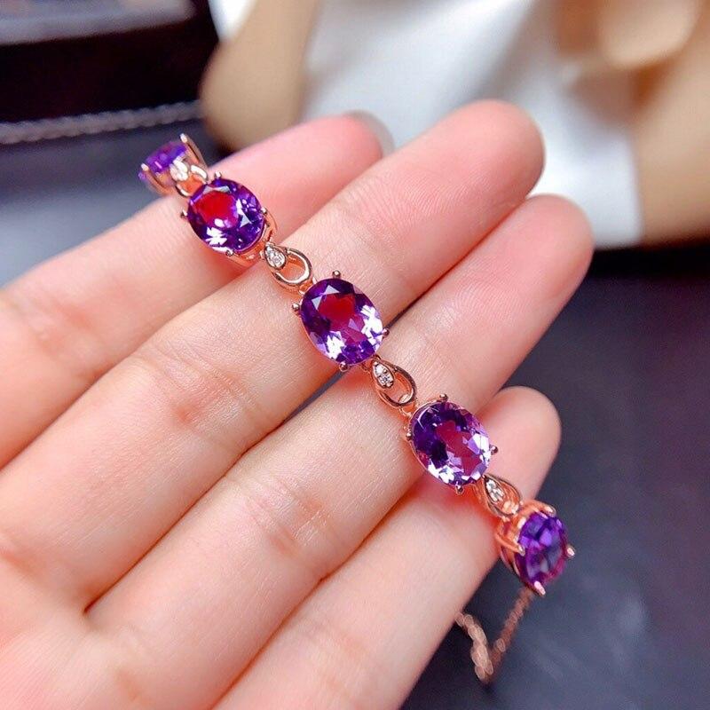 Nová móda ametyst 18K barva růžového zlata poklad luxusní fialový křišťálový náramek z drahokamů pro ženy jemné šperky vánoční dárky