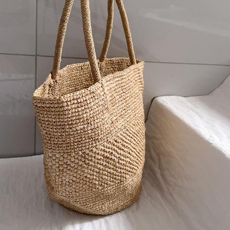 Straw Handmade Woven Bag for Women - Handmade Raffia Woven Tote Handbag, Summer Mesh Beach Purse for Vacation Holiday