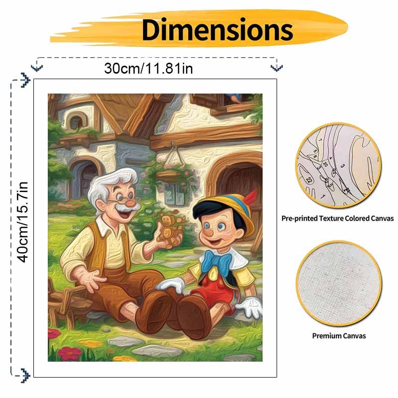Disney Pinocchio and Geppetto digital oil painting art kit DIY handmade home decoration gift