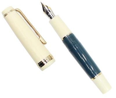 Gullor Mini Fountain Pen Gold Acrylic Pocket Dark Bent Trim, Pen, Green, Nib.