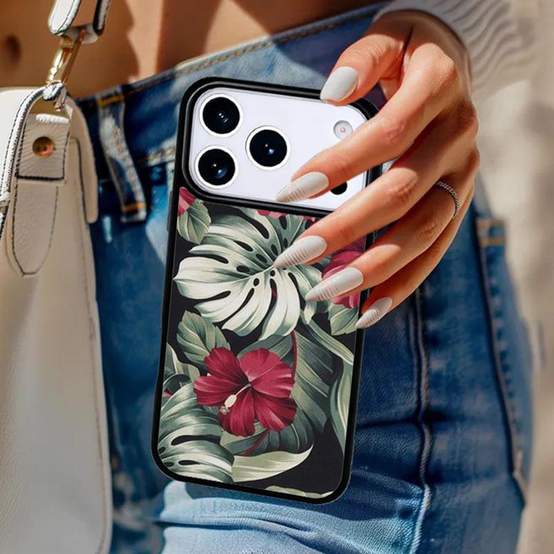 Monstera Flower Tropical Green Leaves Phone Case For iPhone 17 Air 14 15 13 12 Max Cover For Apple 16e 11 Pro Max Plus Coque