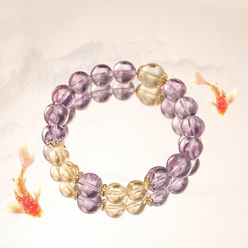 

Natural Brazilian Amethyst Bracelet, Citrine, Rutilated Quartz Bracelet, Women s Bracelet Gift, High-end Original Design 【Free and Easy Journey