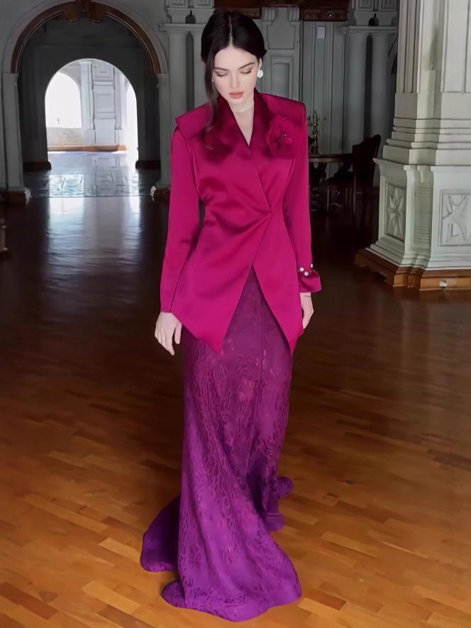 2025 Autumn European-American Fashion Two-Piece: Temperament Shirt and Midi Long Skirt Set