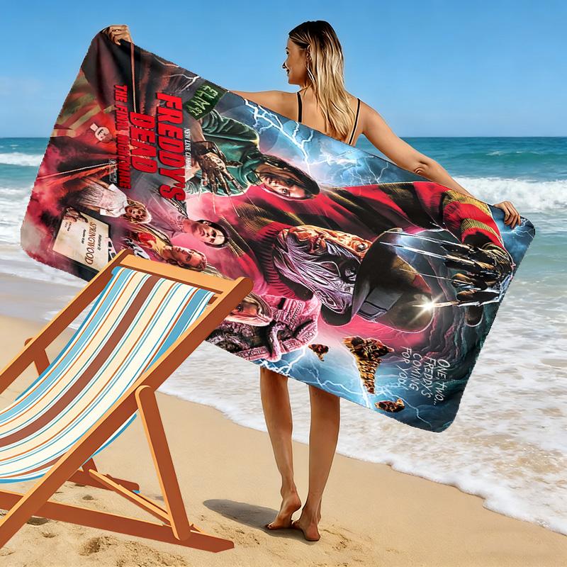 Horror Character Print Beach Towel, Large Soft Quick Dry Towel for Beach Camping Swimming