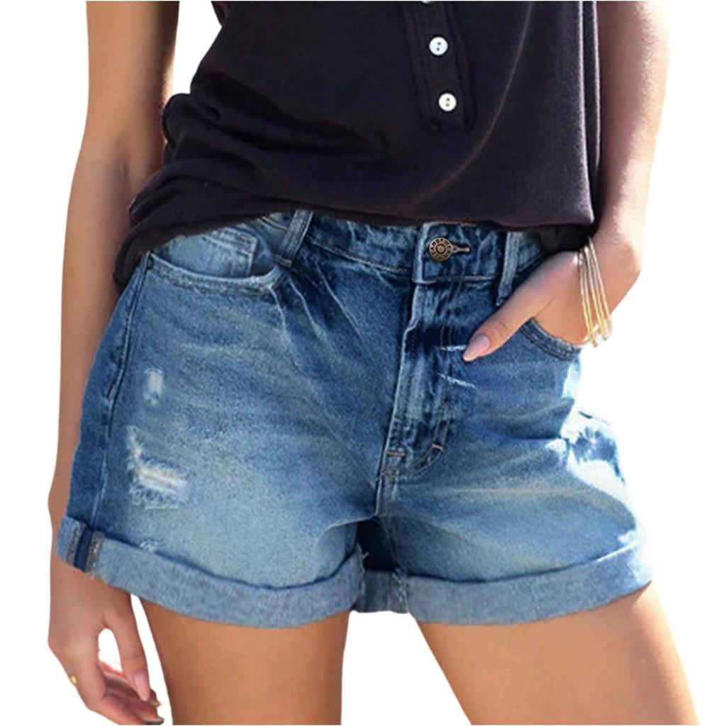 Women's Solid Color Jeans Stretch Slim Fit Casual Fashion Denim Shorts
