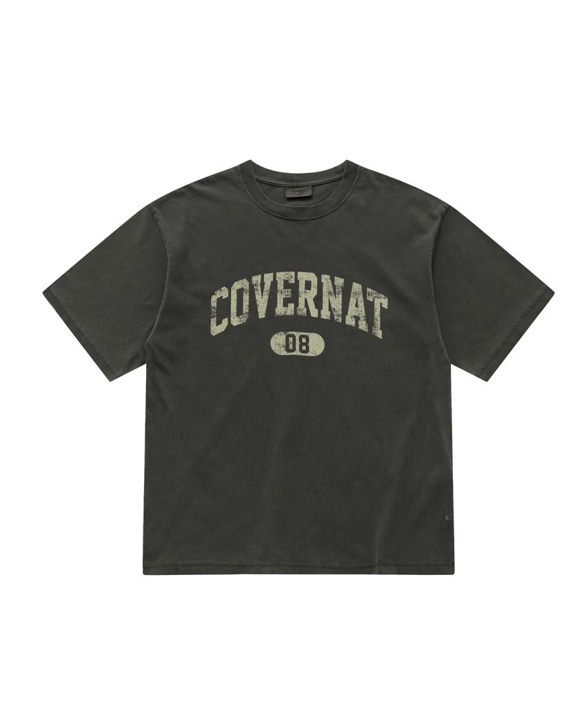 COVERNAT Cracked Arch Logo Dyed T-Shirt Charcoal