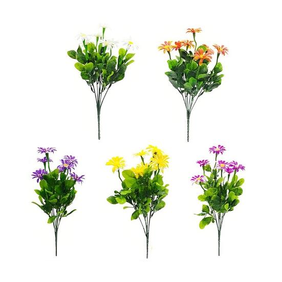 Artificial Flowers Realistic Fake Silk Spring Wildflowers Bouquet with Stem Faux Greenery Shrubs Plants for Floral Arrangements Wedding Home Garden