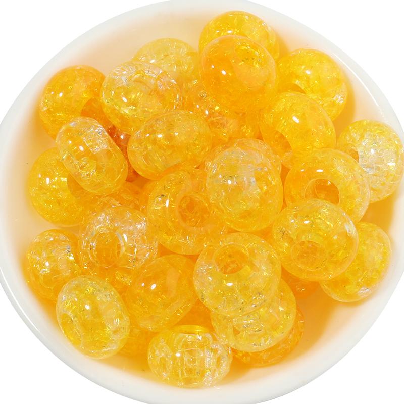 50pcs 14x8.5mm Acrylic Cracked Beads Colorful Big Hole Loose Spacer Beads For DIY Jewelry Making Bracelets Necklace Accessories