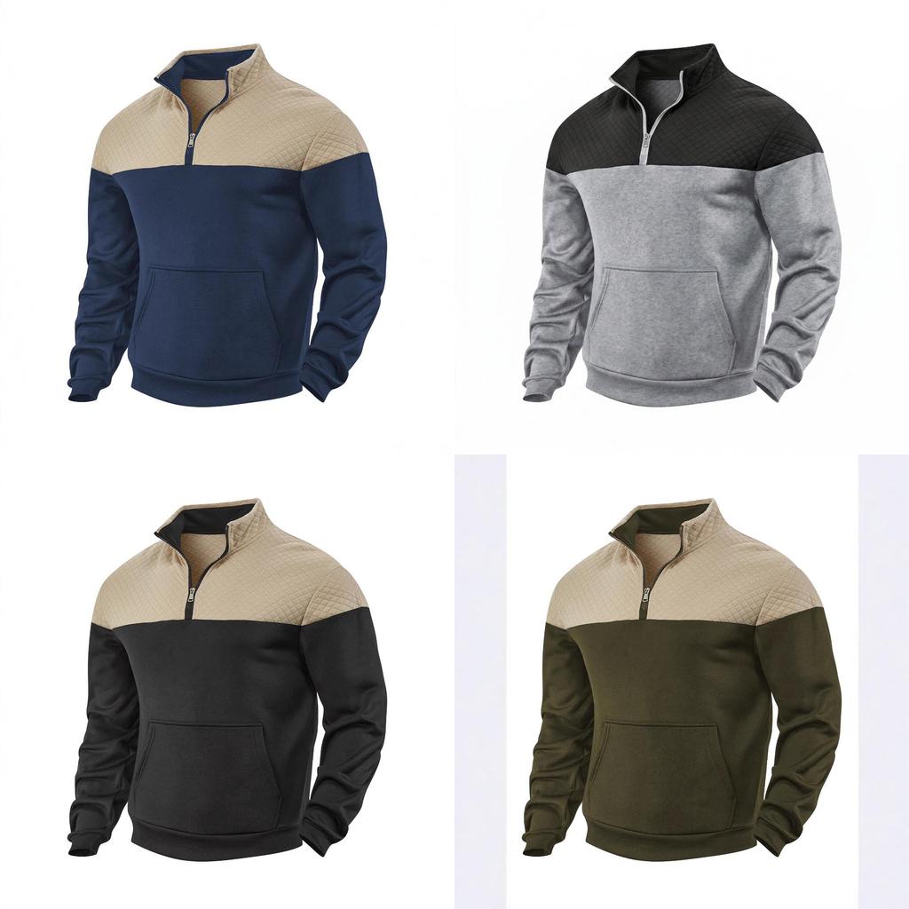 Outdoor Fashion Hoodie With Colorblock Design And Stand Collar For Men