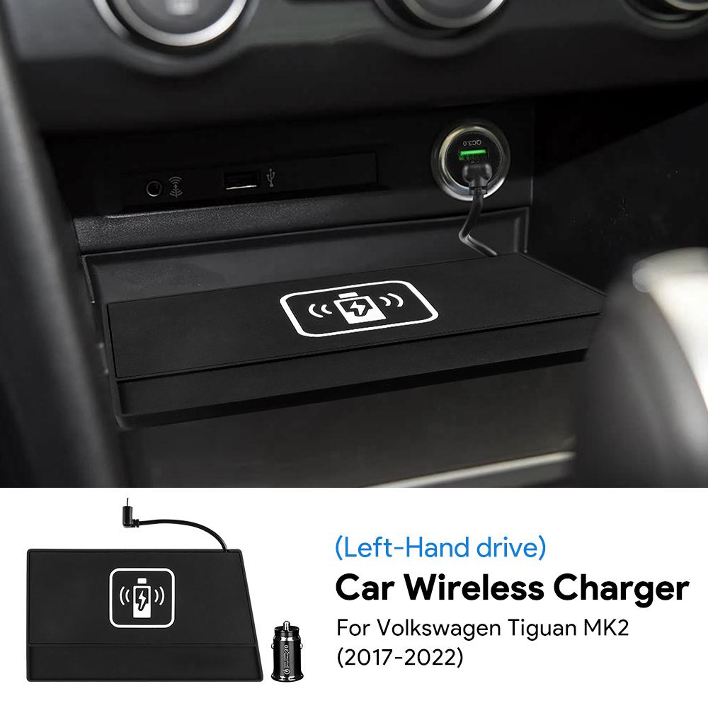 For Volkswagen Tiguan 2017-22 Car Wireless Charger Pad Fast Charging Center Console Organizer Interior Modification Accessories. чёрный