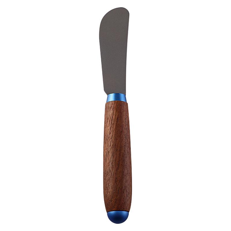 New Style Carved Wooden Handle Cheese and Butter Knife Set with Titanium Alloy Blades