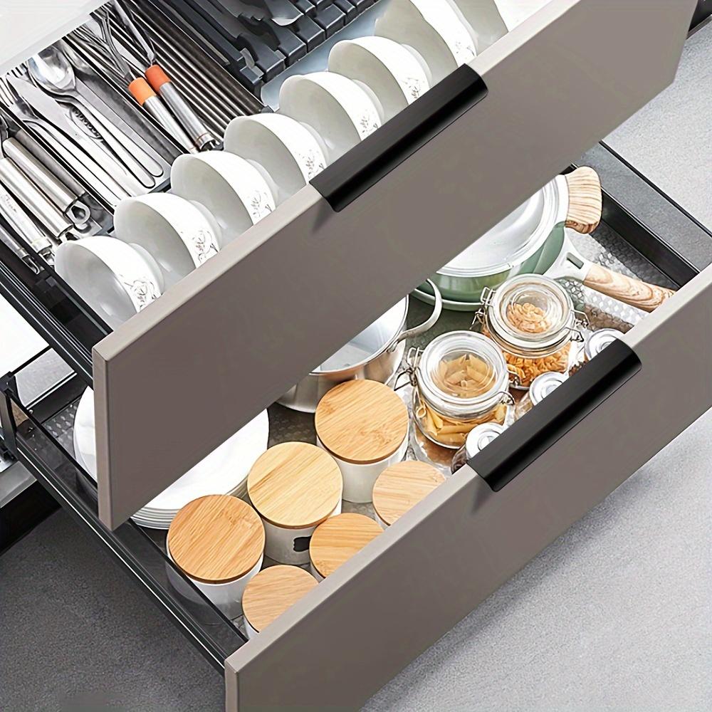 Black Back Mounted Finger Edge Pulls 10pcs Aluminum Handles for Home Living Room Furniture with Screws