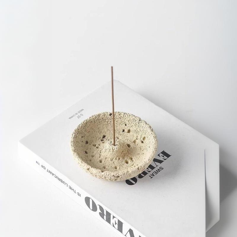 Rustic Stone-Textured Incense Holder Rustic Minimalist Decor Aroma Burner Stand For Home Decor, Desk, Living Room & Gift
