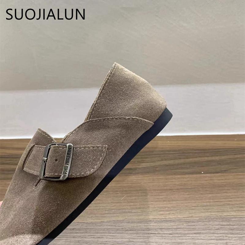 Fashion SUOJIALUN 2024 Autumn Women Flat Shoes Fashion Round Toe Slip On Ladies Casual Laofer Shoes Soft Flat Heel Outdoor Boat Shoes